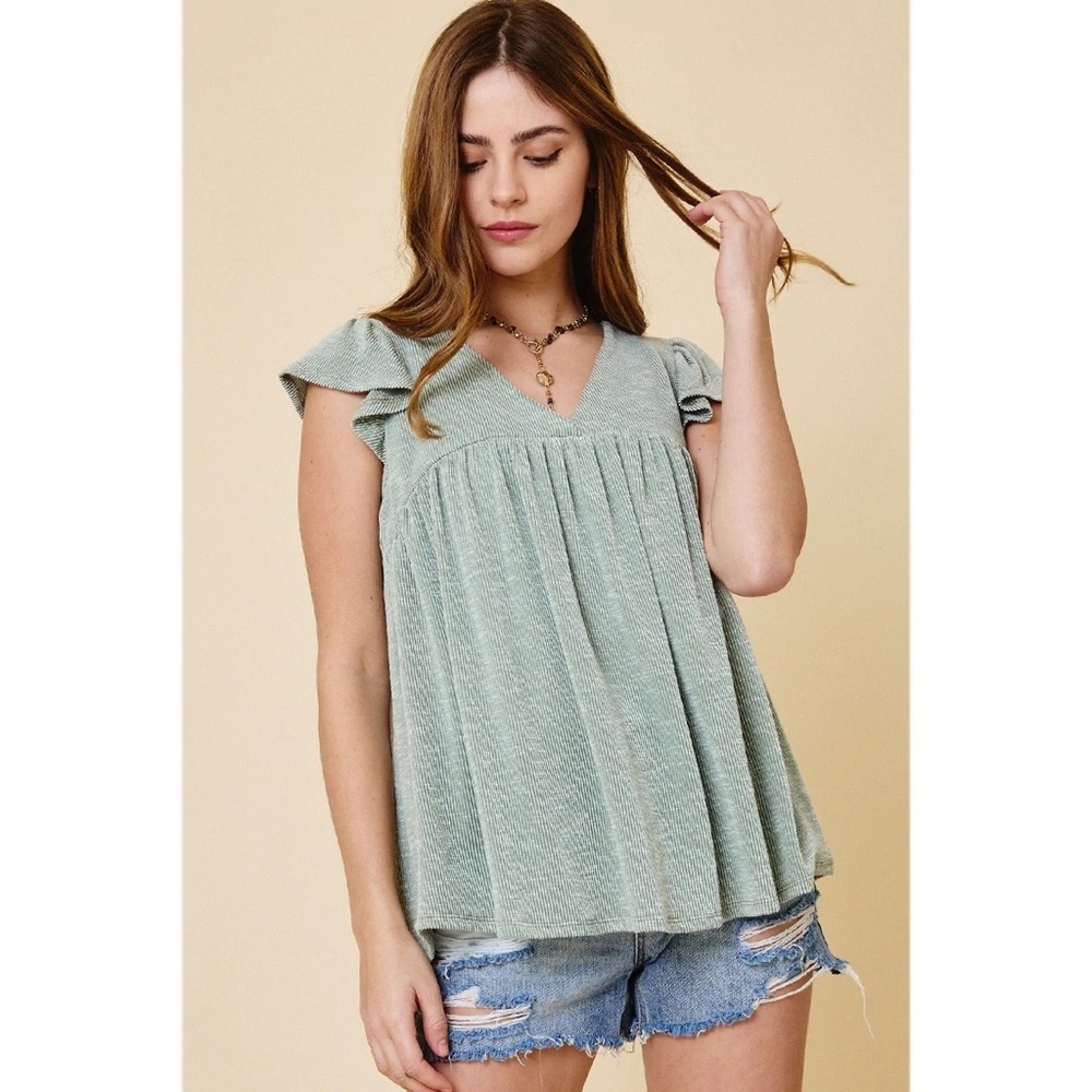 Olive Ribber Knit Top